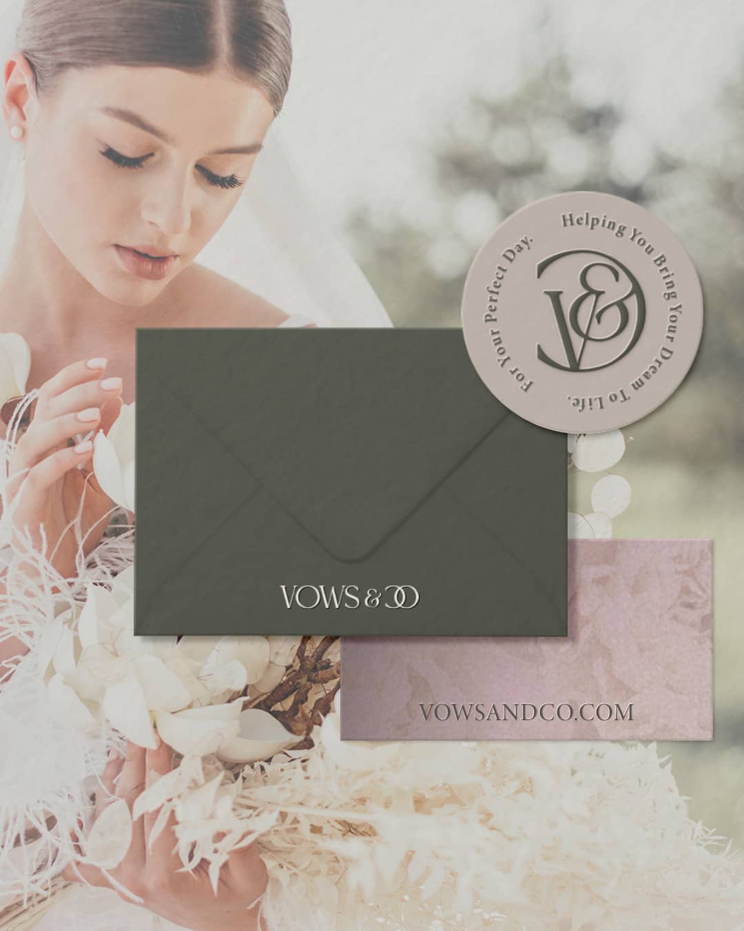 Esküvői fotós márka vizuális rendszere névjeggyel és arculati elemekkel