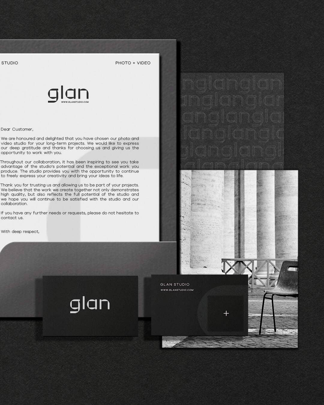 Glan arculati elemek levélpapír névjegy és vizuális rendszer bemutatása