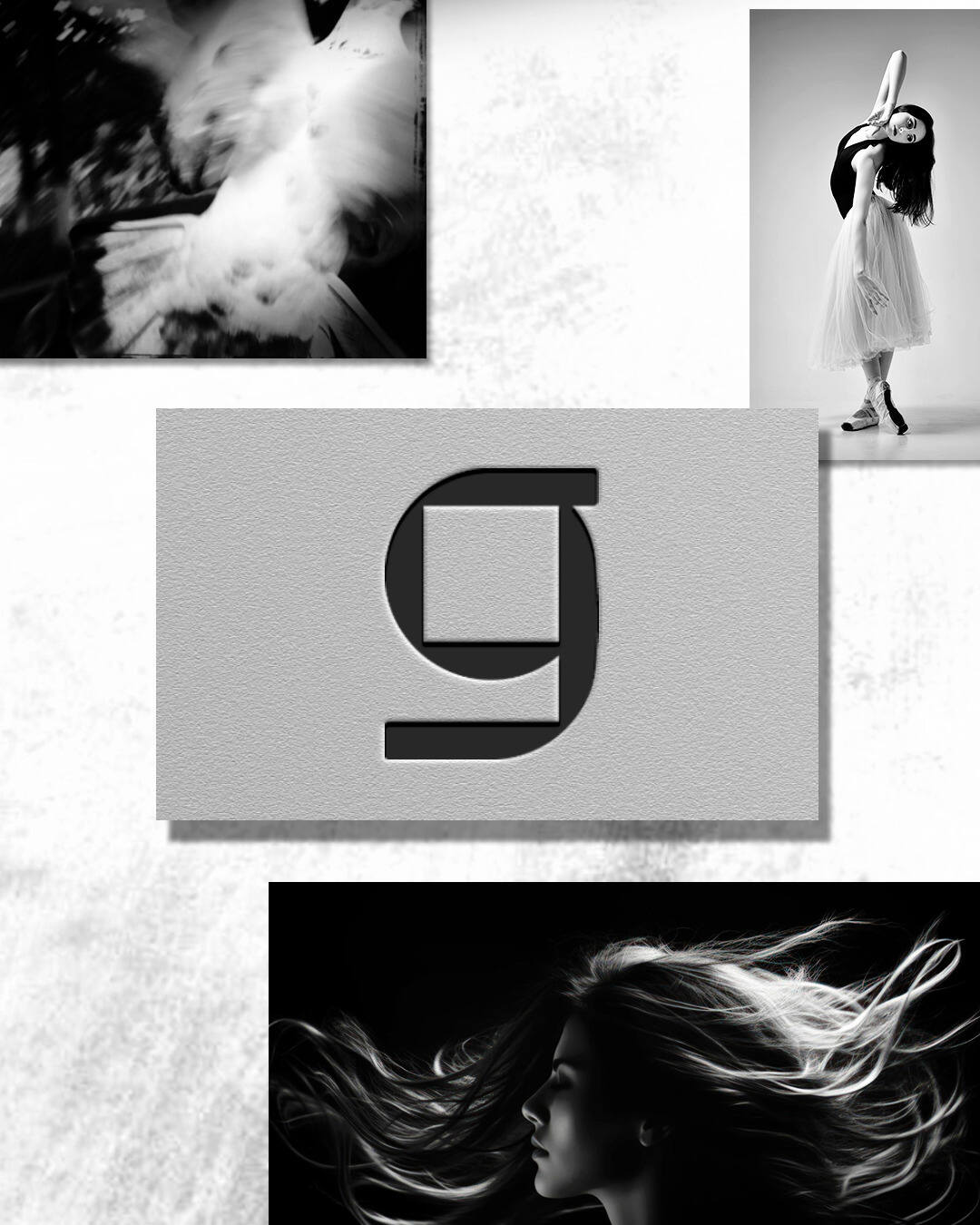 Glan fotós logó fekete fehér kompozícióban elegáns és modern vizuális stílusban