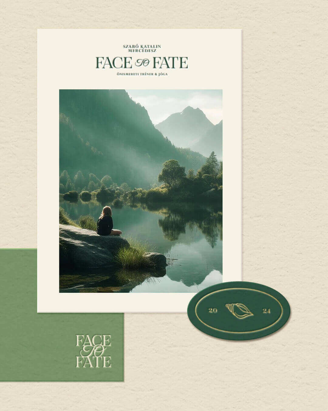 Jóga coaching oktató én-márka építése természetközeli arculattal és logótervezéssel