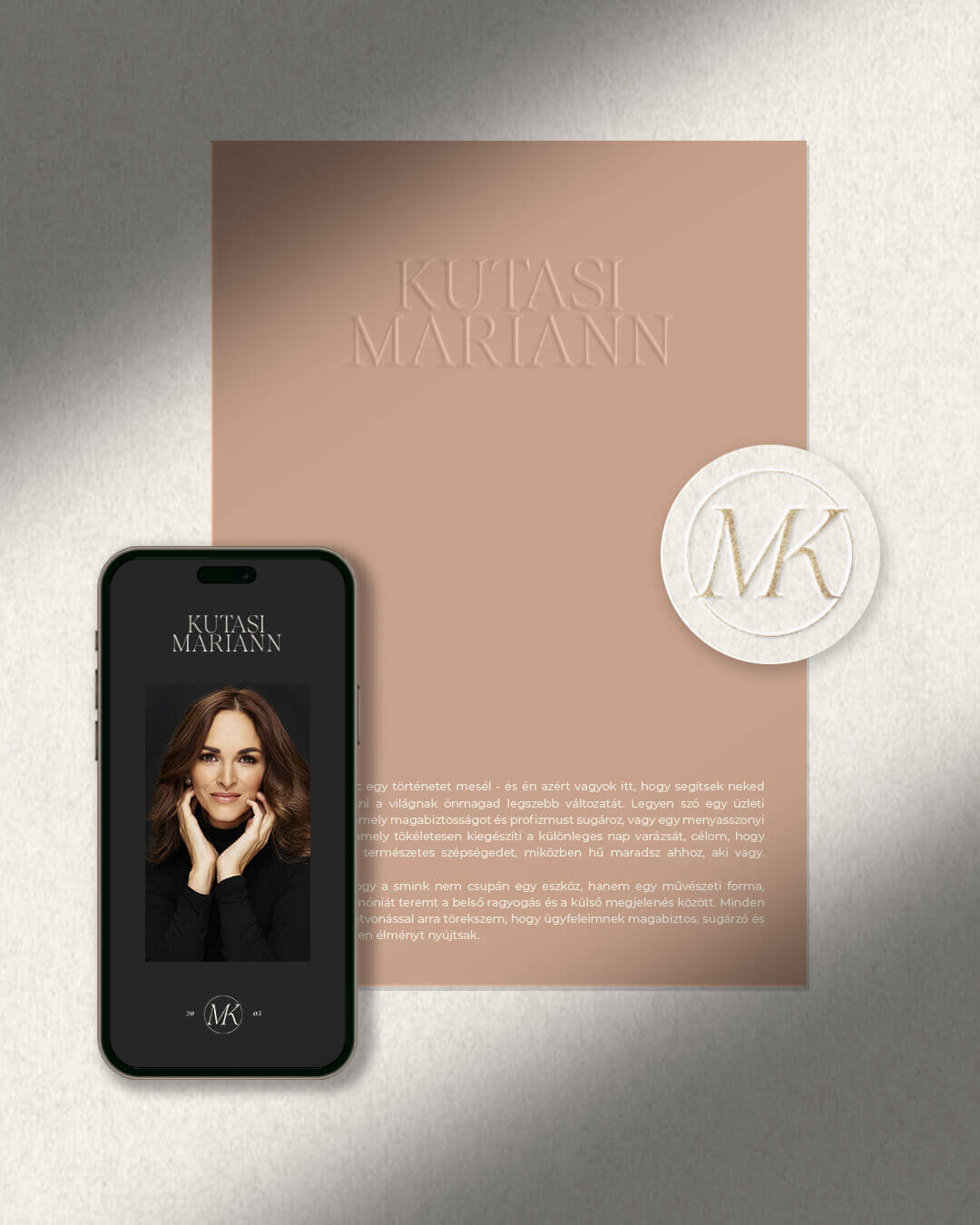 Kutasi Marainn makeup artist arculattervezés, prémium logó és online megjelenés