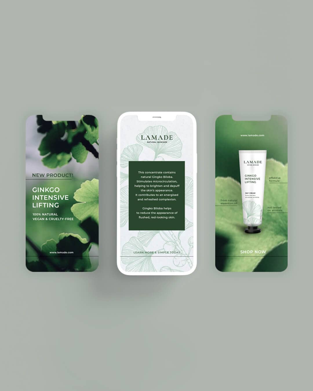 LAMADE Natural Skincare social media kreatívok és kampányvizuálok