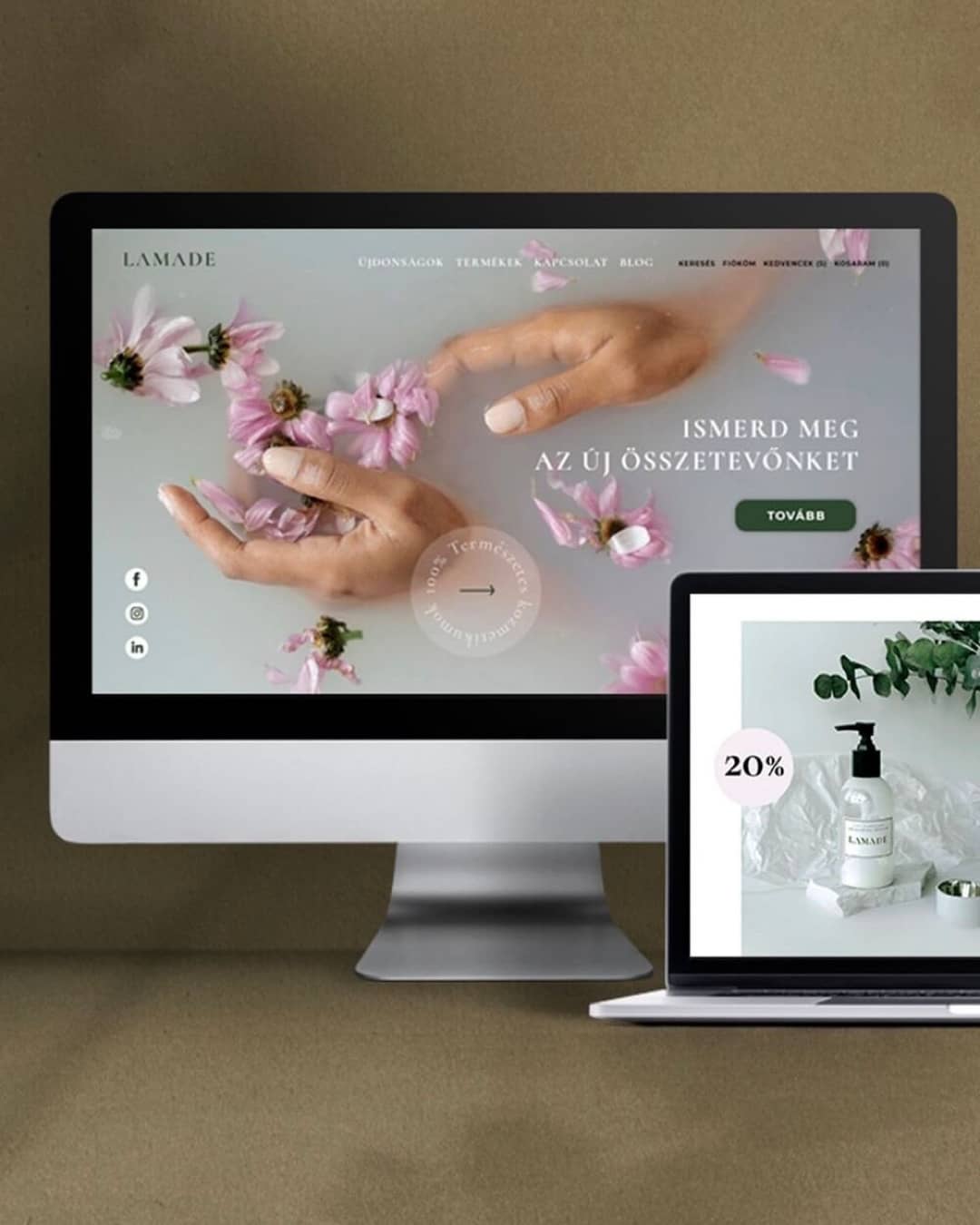 LAMADE Natural Skincare weboldal design kozmetikai márka számára