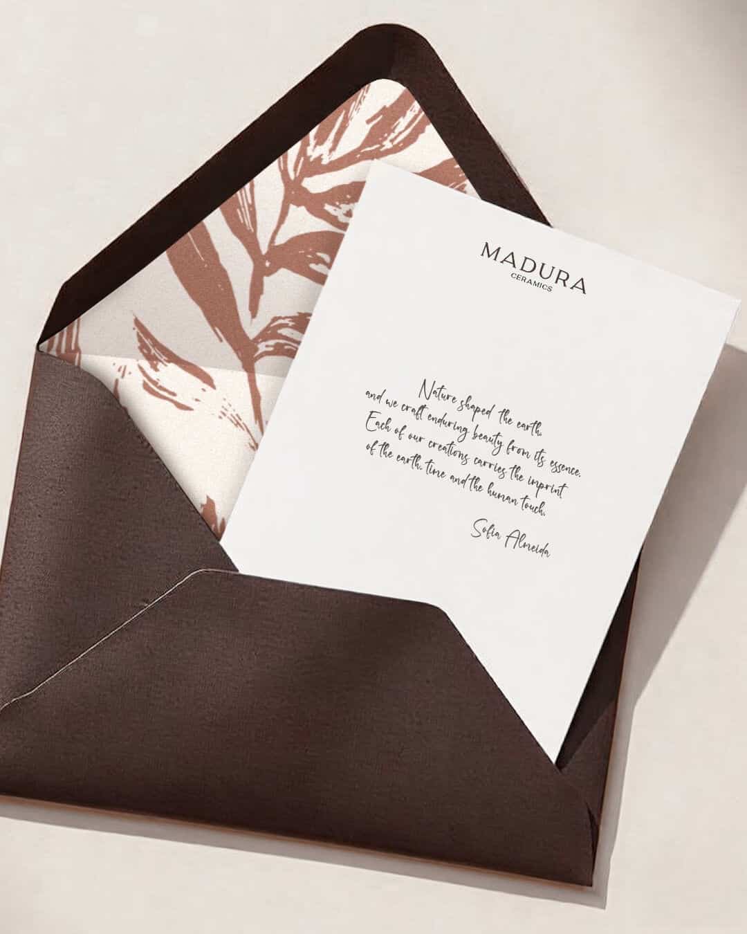 Madura Ceramics stationery and envelope design