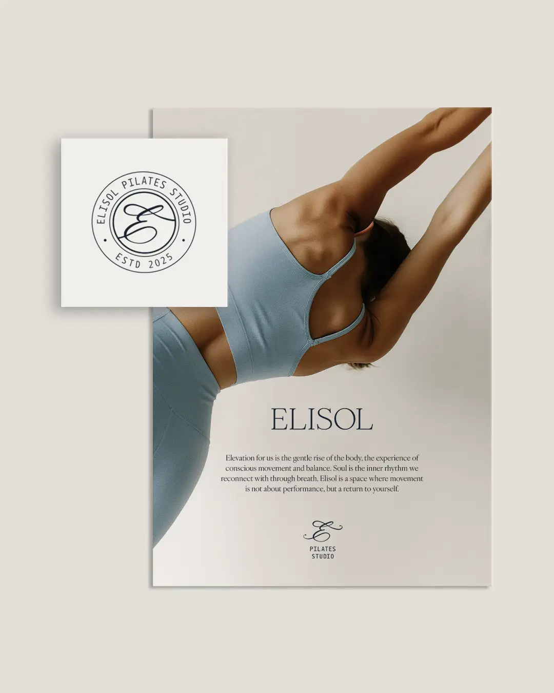 ELISOL pilates stúdió plakát és körlogó pilates stúdió márkaépítés projektben