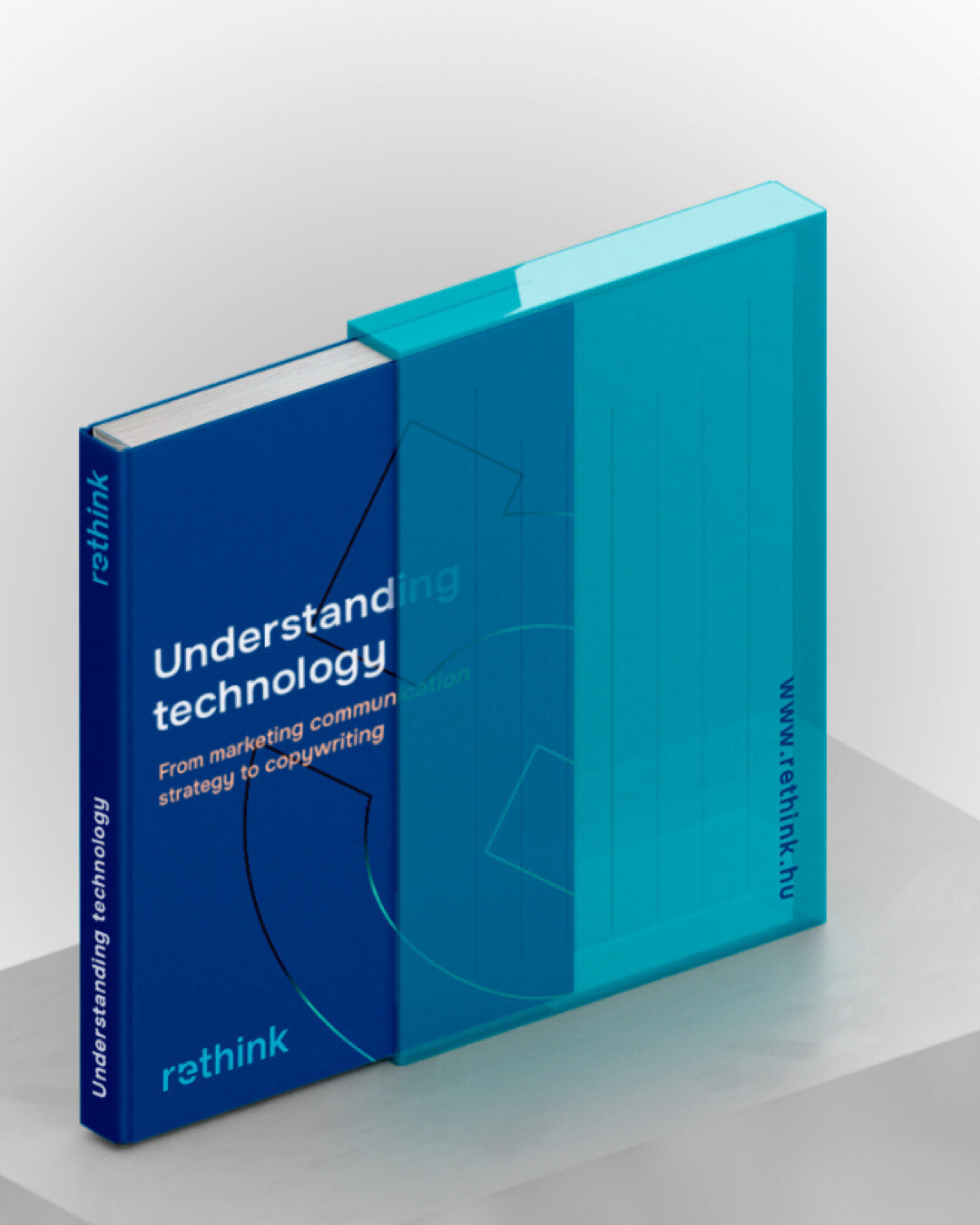 Rethink Understanding Technology című könyv arculati tervezése modern grafikai koncepcióval