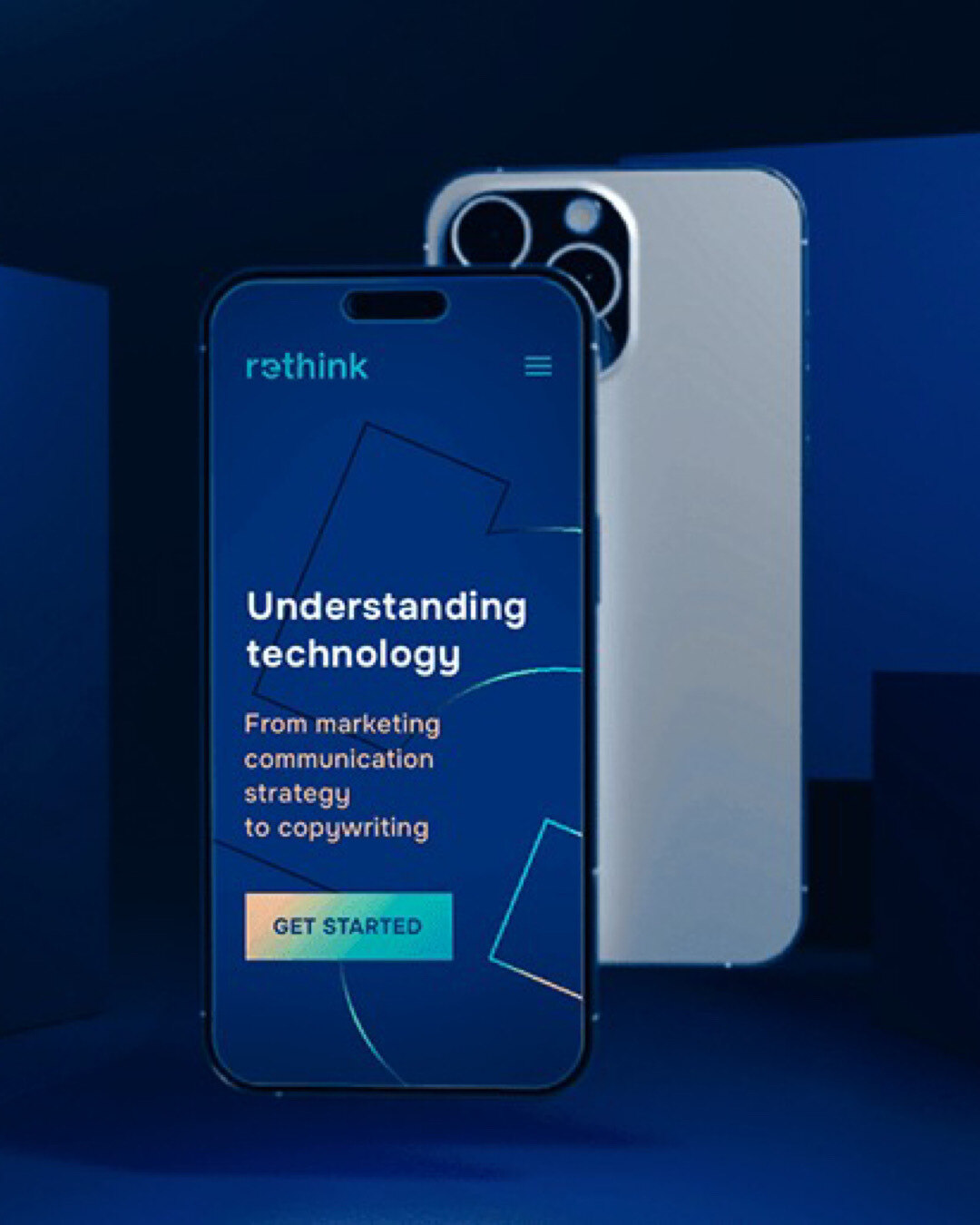 Rethink vállalati weboldal design laptop képernyőn modern UI UX struktúrával