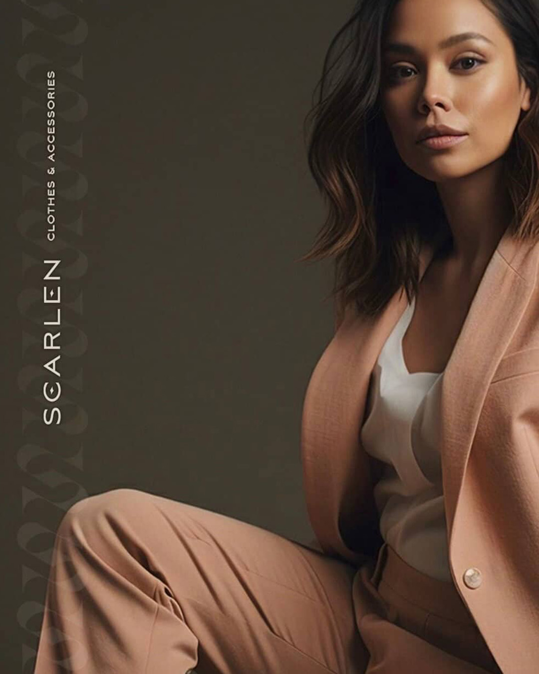 SCARLEN divatmárka elegáns kampányvizuál női modelllel