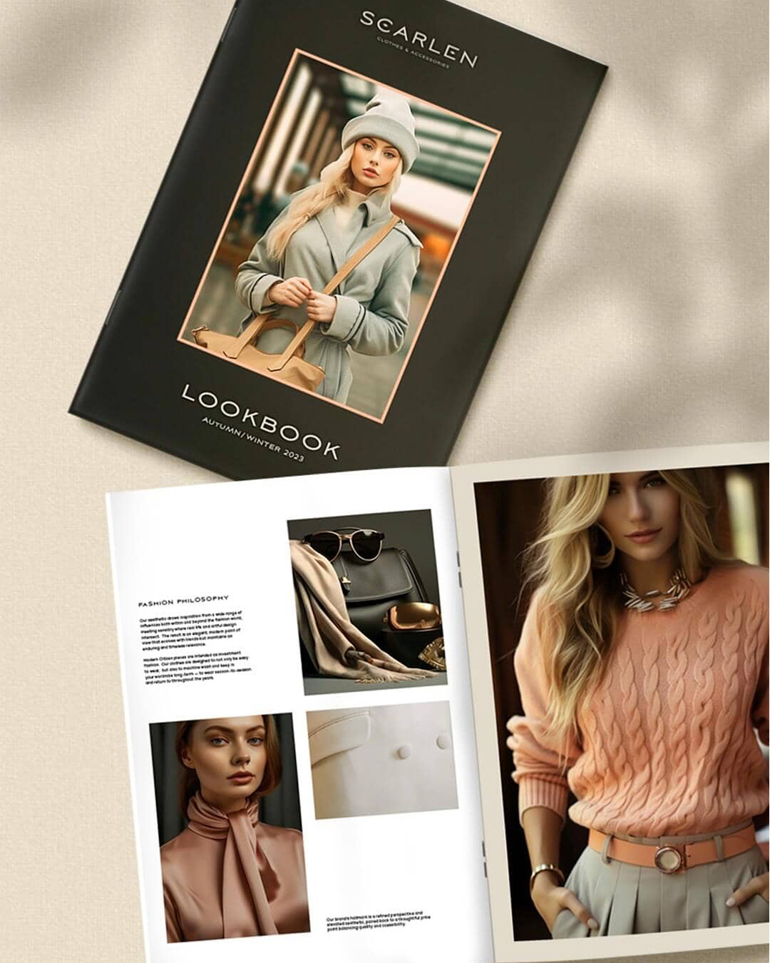 SCARLEN divatmárka lookbook tervezés prémium layouttal