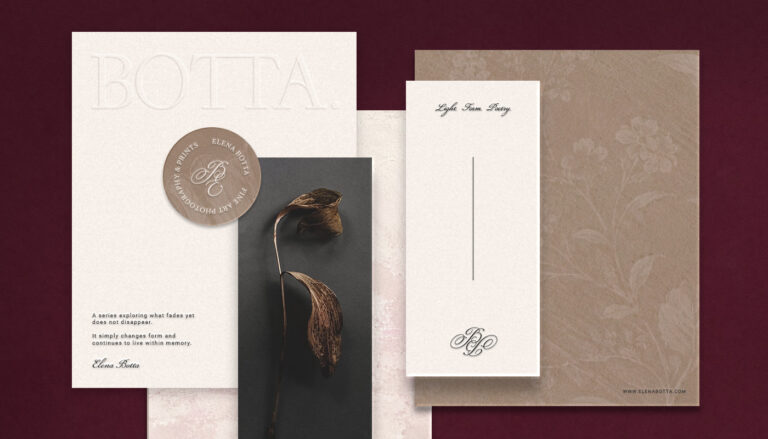 BOTTA. Fine Art Photography arculattervezés monogrammal, nyomdai anyagokkal és tipográfiai rendszerrel